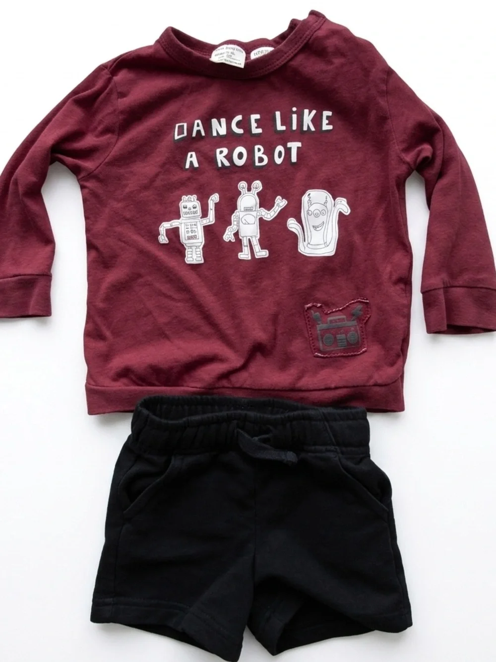 Zara Baby Boy Robot Shirt & Cat & Jack Shorts Outfit Set 9-12M